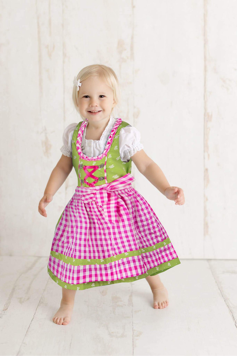 Dirndl Kinder Midi Trachtenkleid - Süßes Rosa Dirndl Für Oktoberfest & Besondere Anlässe